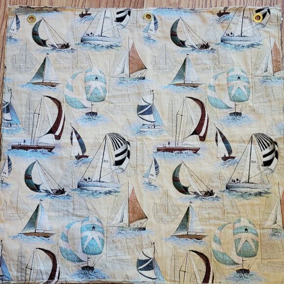 VTG 27x27 Tapestry Fabric Sample LaCrosse Furniture Co NAUTICAL Landscape - Picture 1 of 4